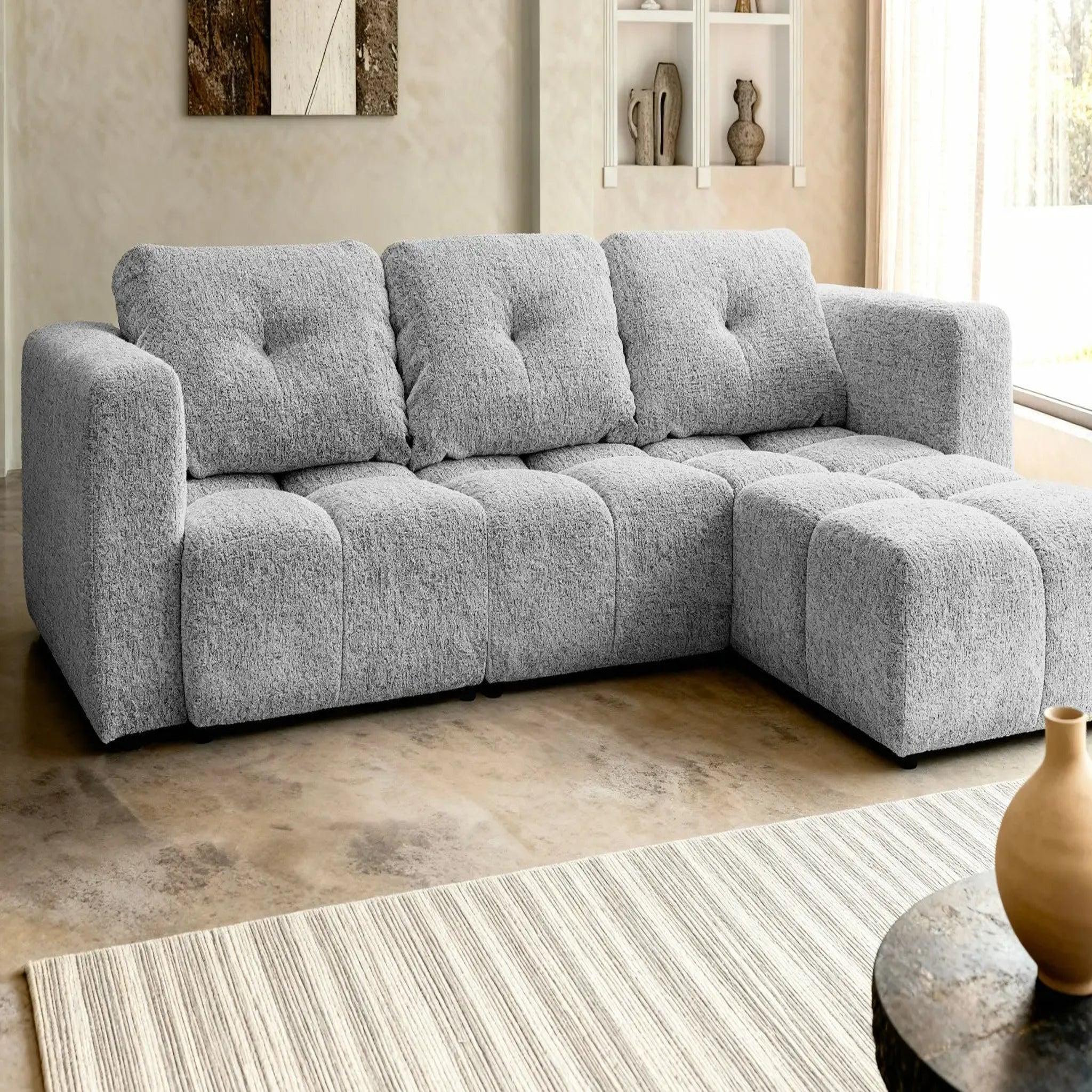 Voir la diapositive 5 : CASANOVA PARIS Romy 4 places - canapé d'angle convertible tissu chenille 4 places