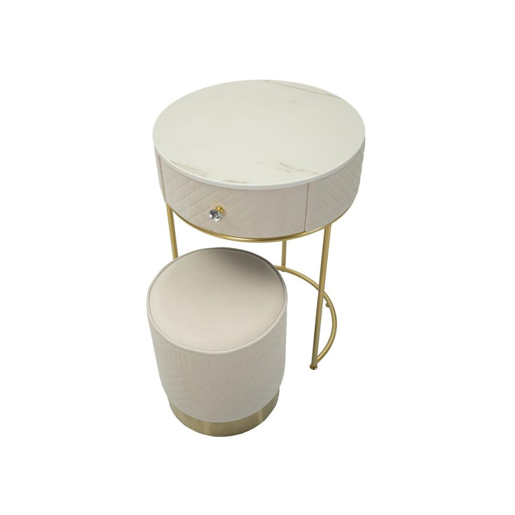 Voir la diapositive 4 : Paris Prix Coiffeuse d'appoint design  vellit  70cm crème & or