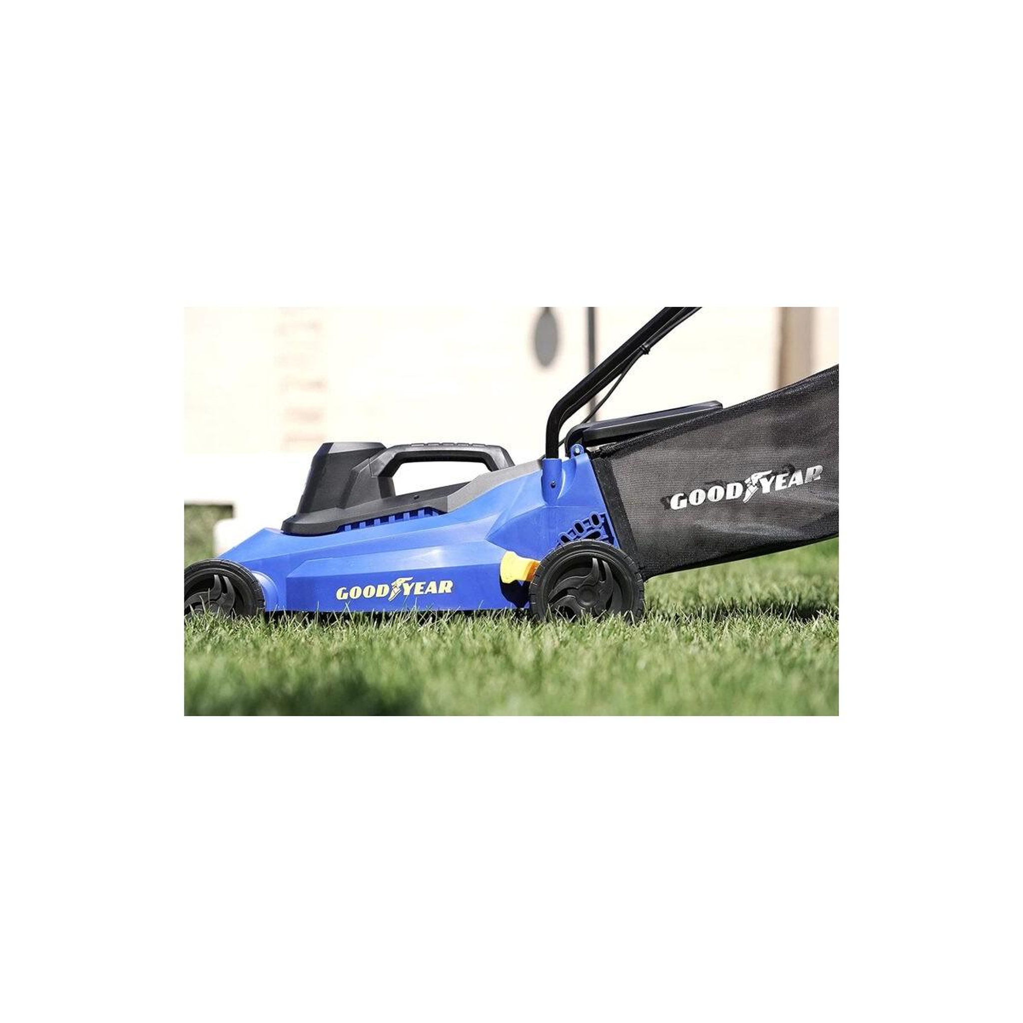 Voir la diapositive 4 : GOODYEAR Tondeuse electrique 1800W Coupe Ø 40 cm Hauteur de coupe réglable de 25-75 mm Bac 35L GOODYEAR