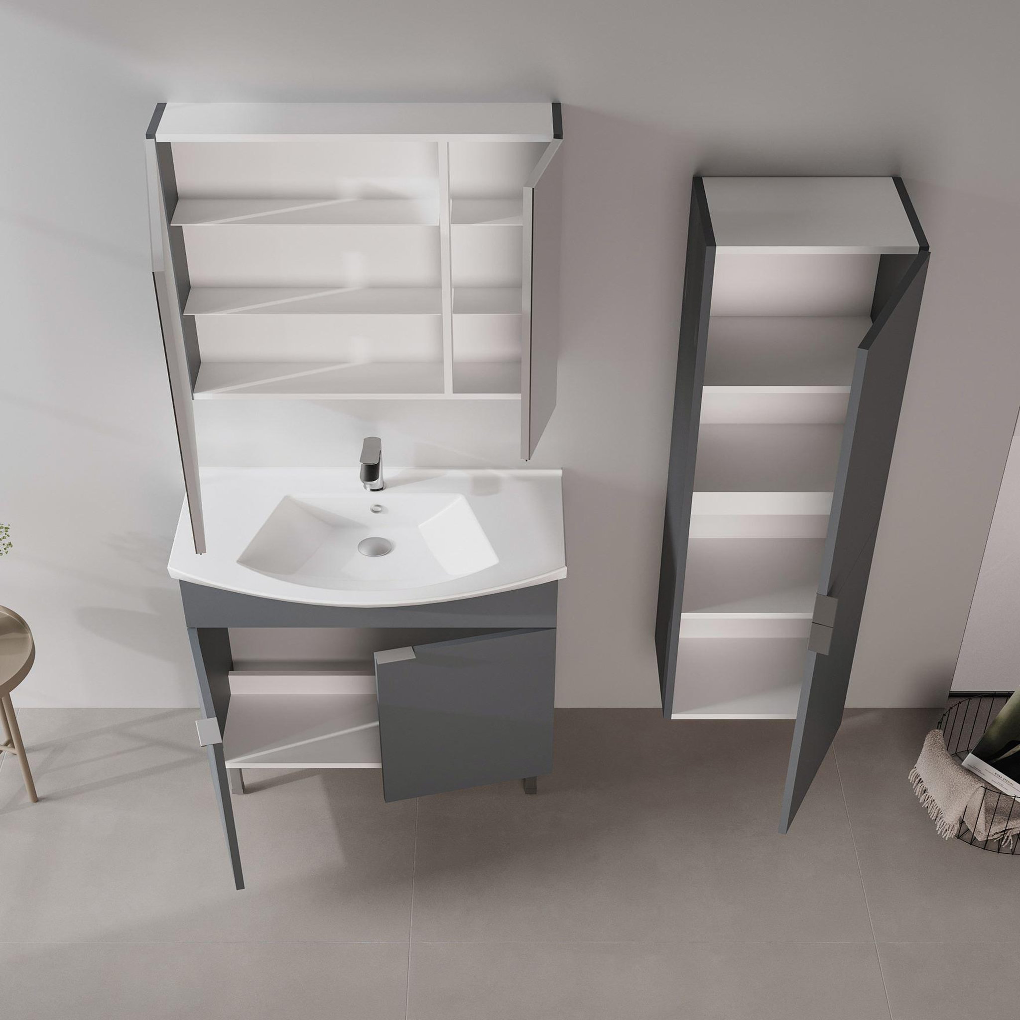 Voir la diapositive 4 : Habitat et Jardin Meuble Vasque  Purus 80  - 80 x 50 x 83 cm - Matte Anthracite