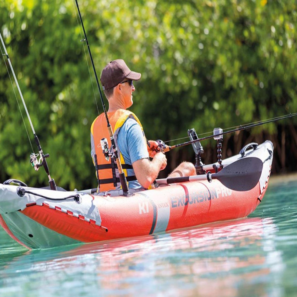 INTEX Kit canoë gonflable 1 place Excursion Pro K1 avec rames et gonfleur - Intex