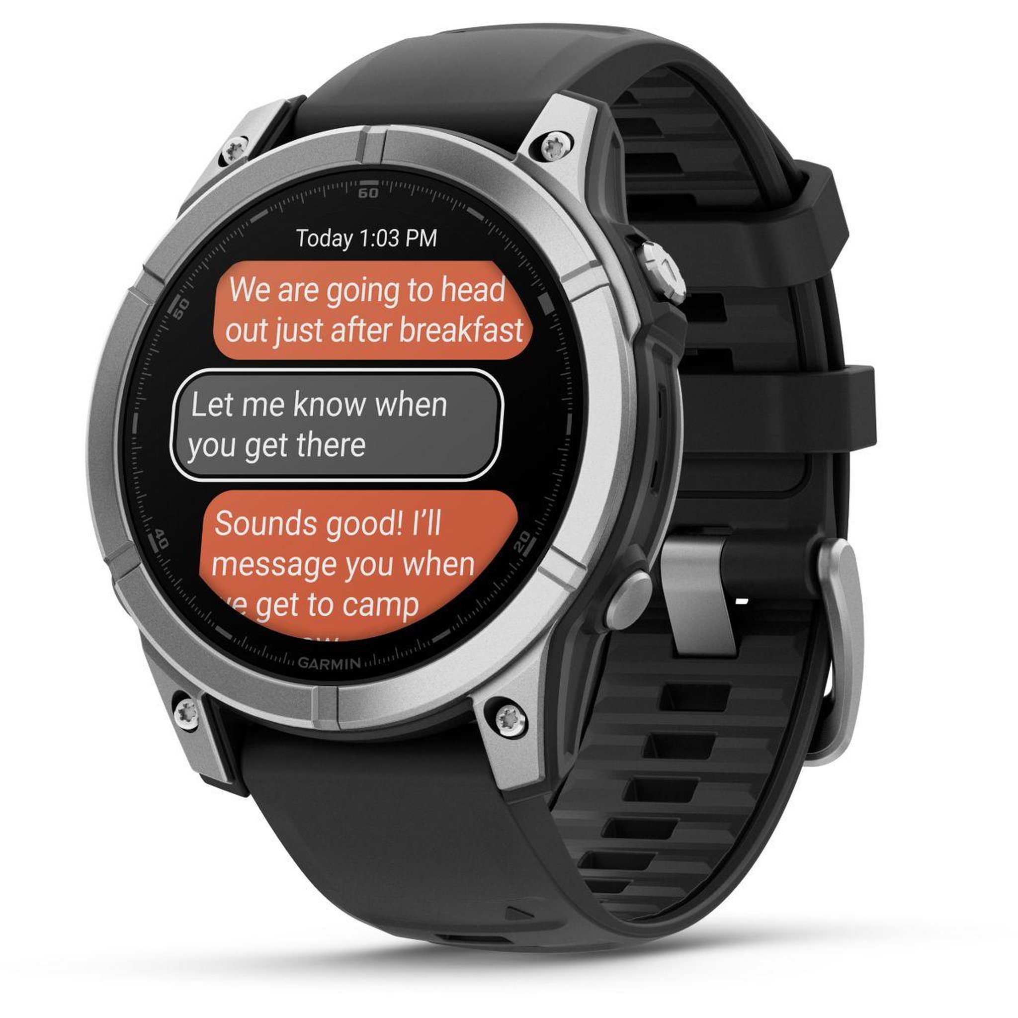 Voir la diapositive 4 : GARMIN Montre sport Fenix E 47mm Acier inox bracelet gris