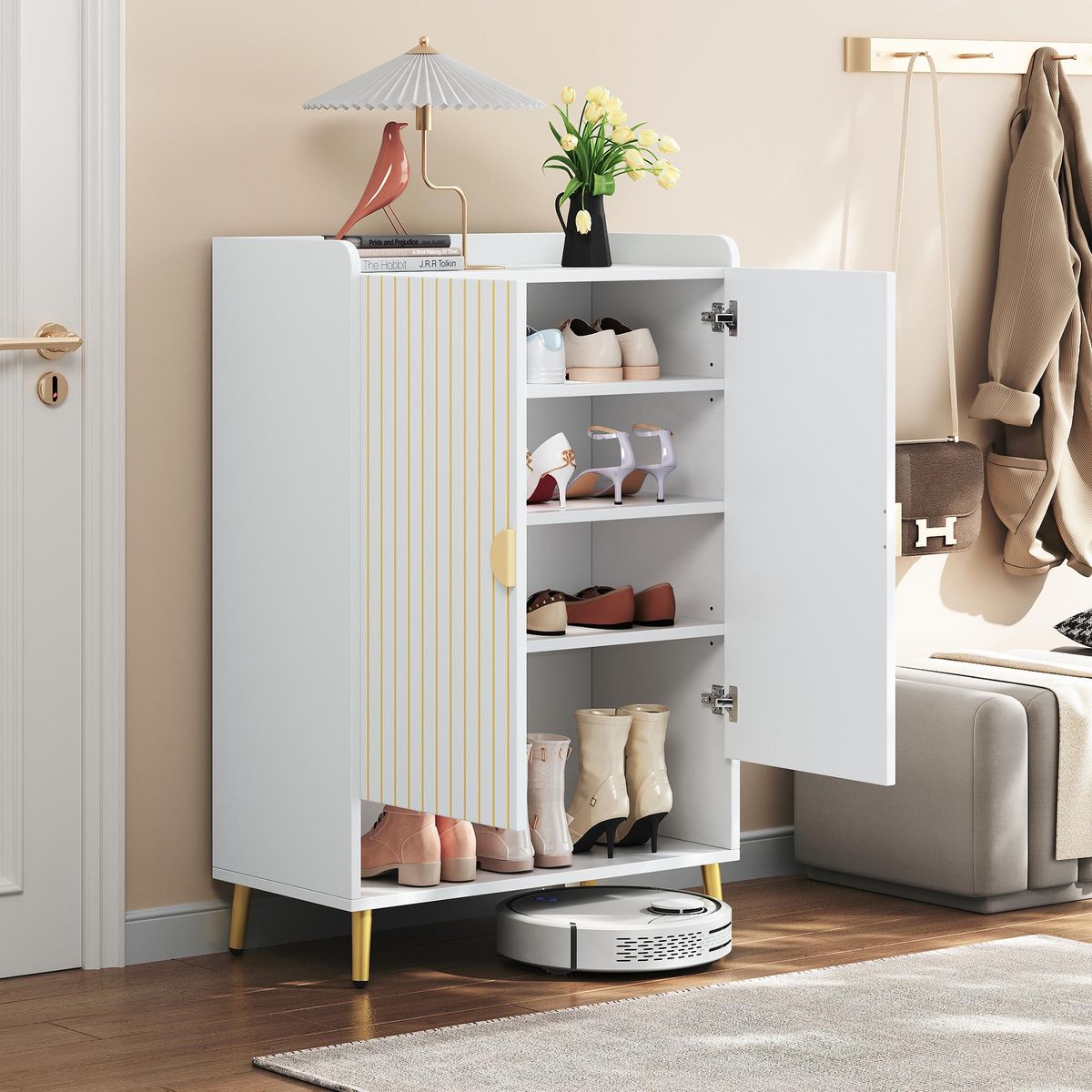 MERAX Meuble à chaussures 12 paires blanc mdf