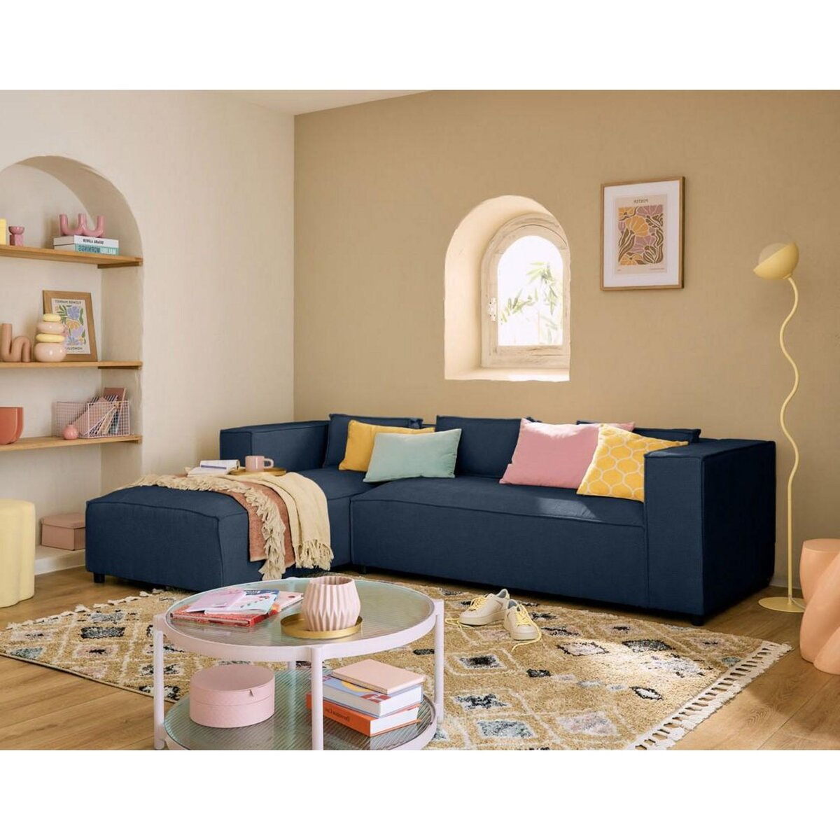 LISA DESIGN Stella - canapé d'angle gauche - 4 places - en tissu texturé