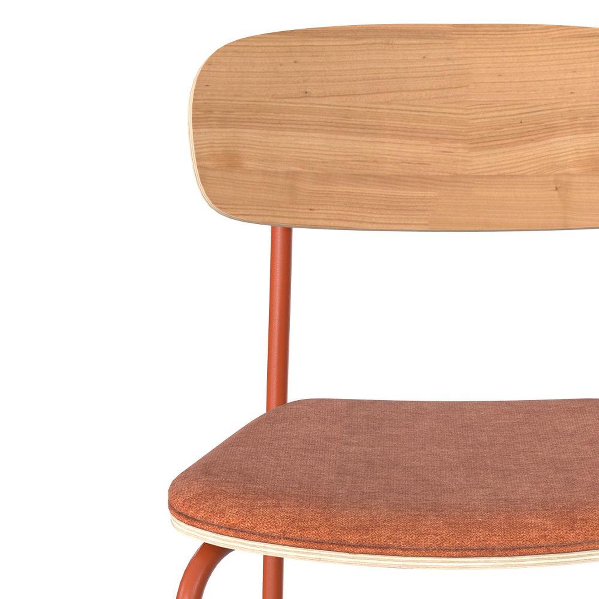 Voir la diapositive 6 : MAISON PAVANE Lot de 2 chaises en bois clair et tissu terracotta-alba