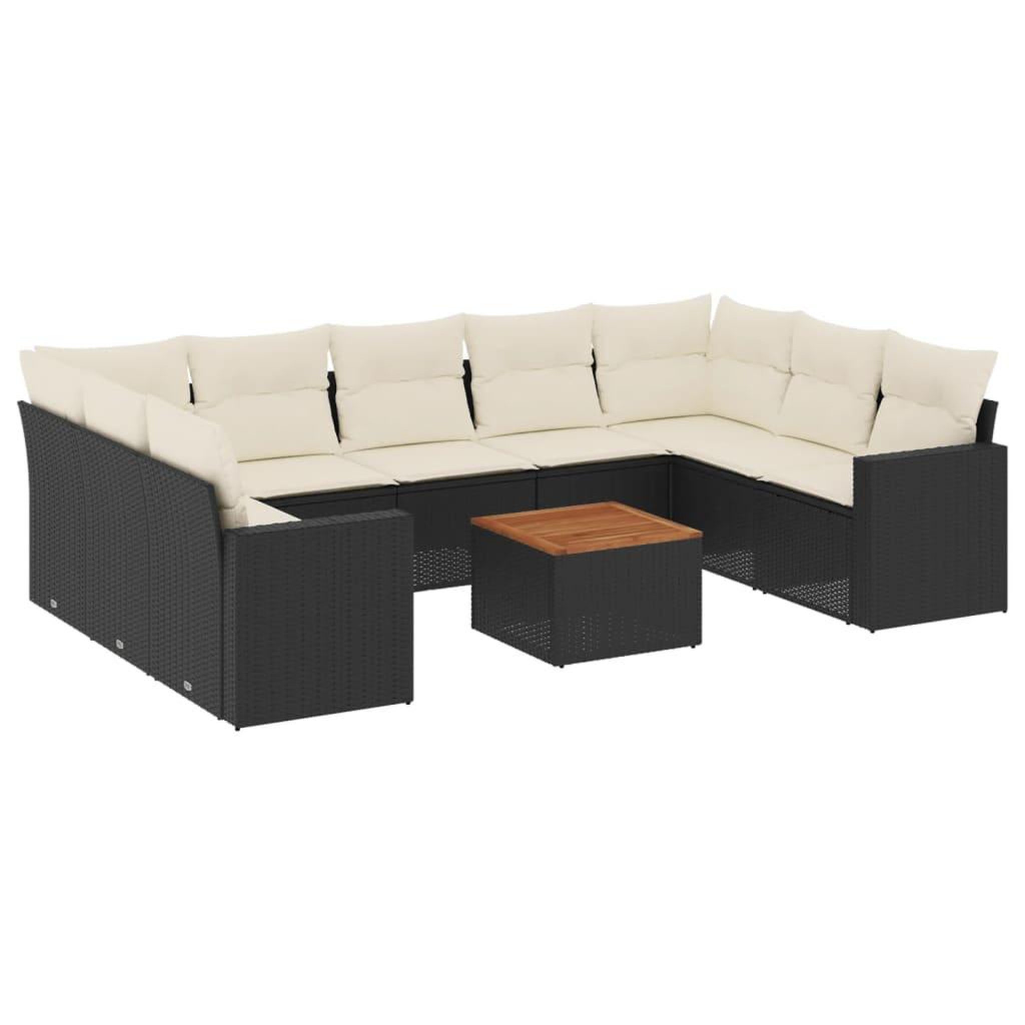 Voir la diapositive 2 : VIDAXL Salon de jardin 10 pcs avec coussins noir resine tressee