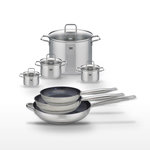 ELO Lot de 3 Poêles 24/28/32 cm Elo Profi Therm Platinum et 4 Faitouts Elo Citrin