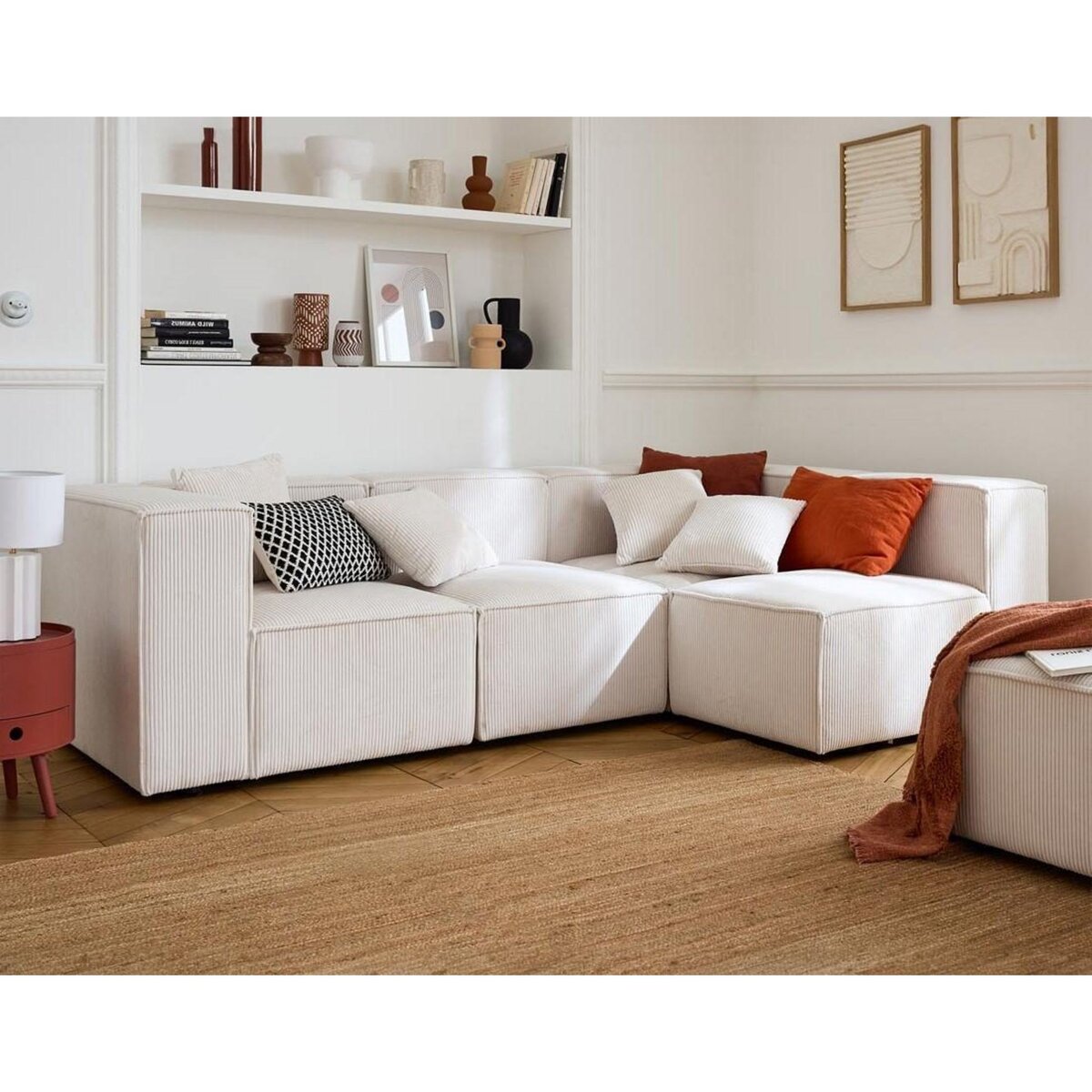 LISA DESIGN Arty - canapé modulable d'angle droit 4 places - en velours côtelé