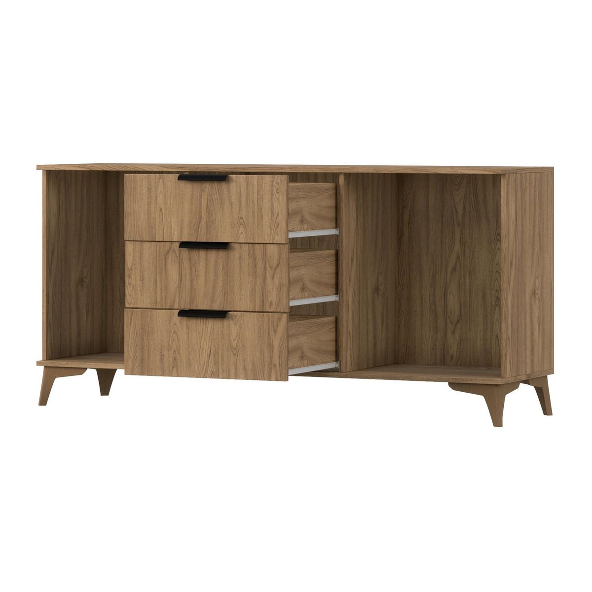 BEST MOBILIER Portmore - buffet bas - effet bois - 150 cm