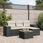 VIDAXL Salon de jardin 5 pcs avec coussins noir resine tressee