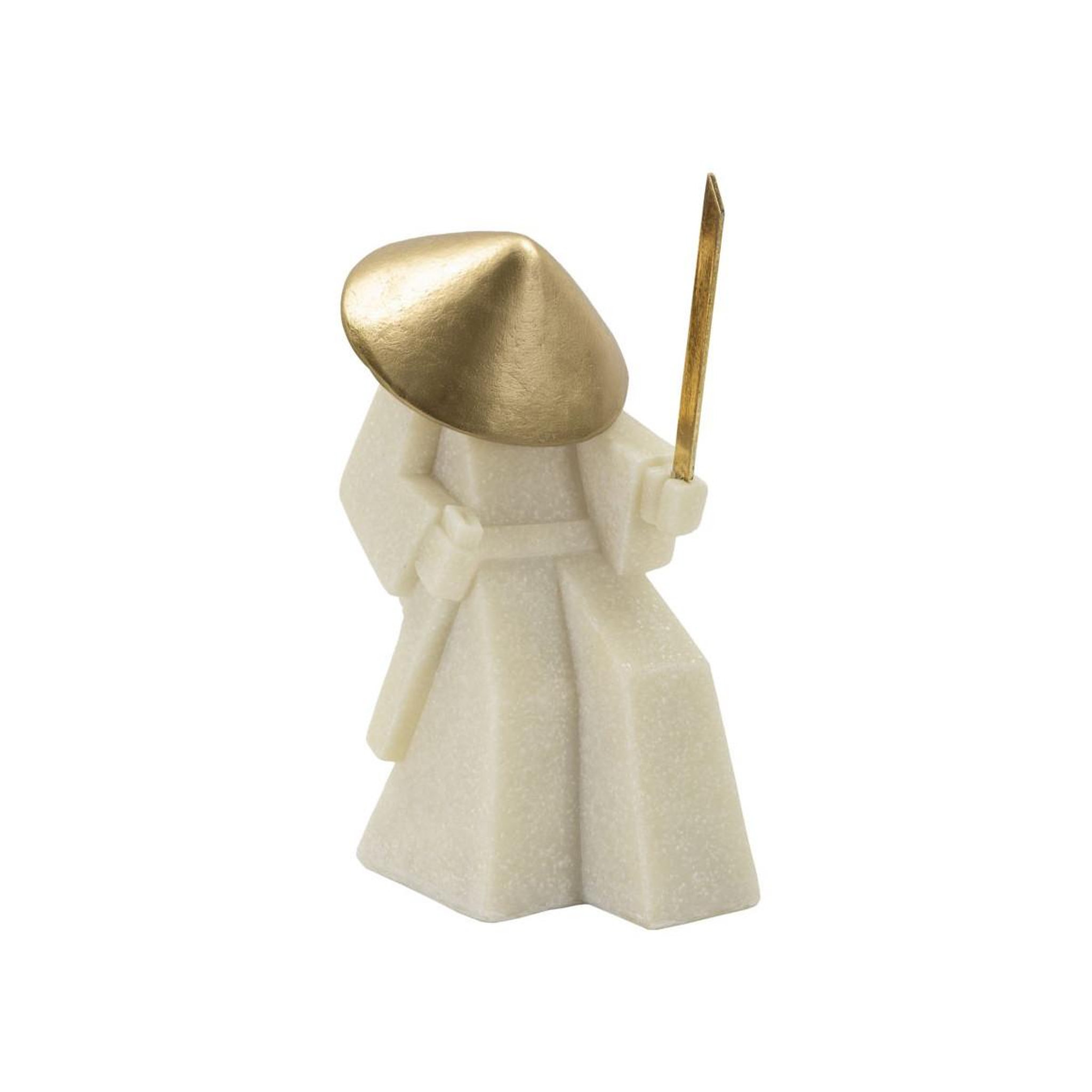 Paris Prix Statuette déco samouraï  toku  24cm blanc & or