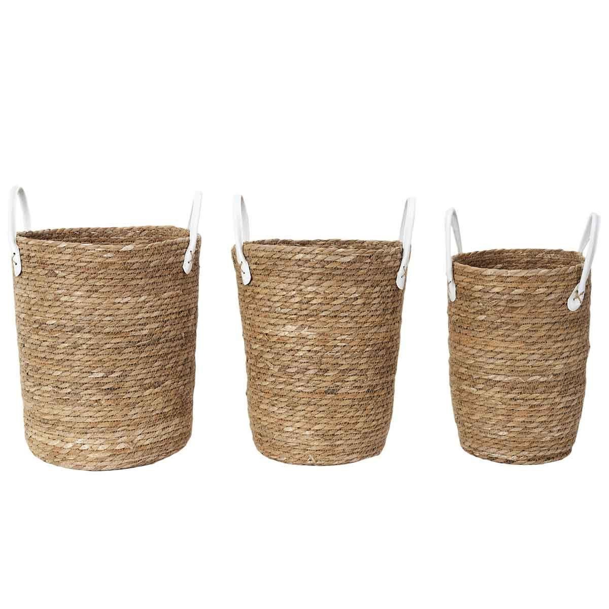 The Home Deco Factory Lot de 3 paniers déco  tressé  45cm naturel & blanc