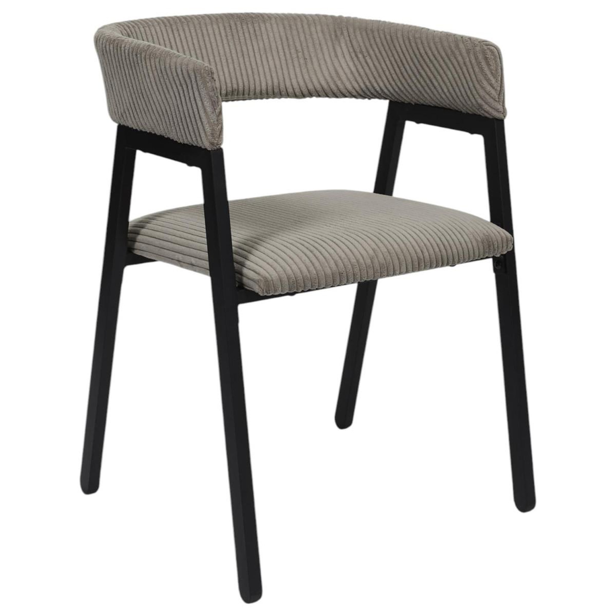 Voir la diapositive 2 : The Home Deco Factory Lot de 2 chaises design côtelé  scott  71cm taupe