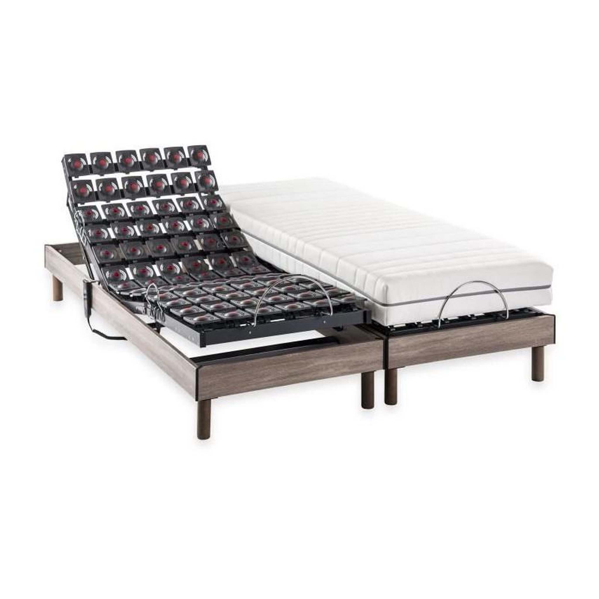 Voir la diapositive 1 : DEKO DREAM DEKO DREAM Ensemble matelas+sommier relaxation électrique ERGO 9 Dreamzone - 2x80x200 cm - Matelas ressorts ensachés