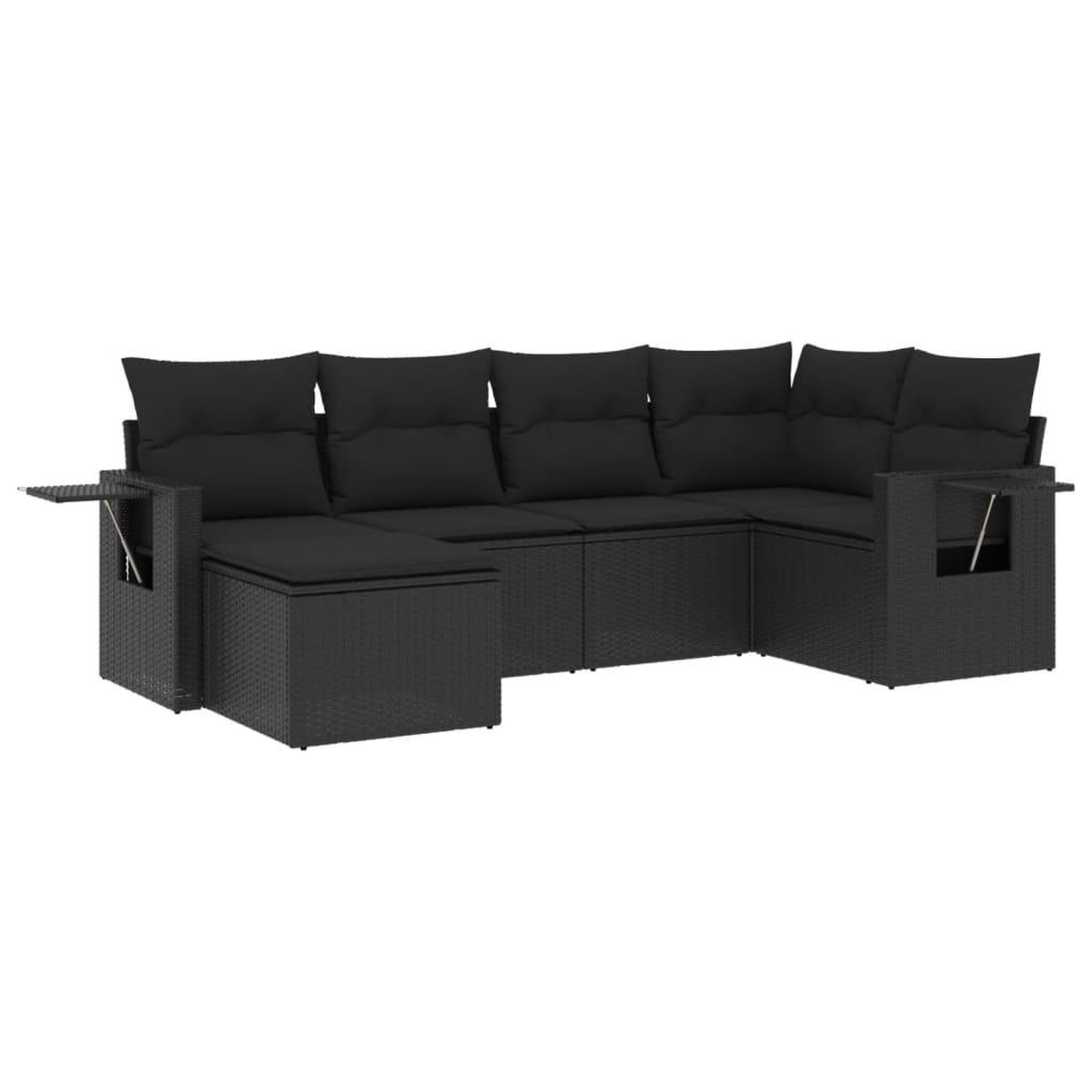 Voir la diapositive 2 : VIDAXL Salon de jardin 6 pcs avec coussins noir resine tressee
