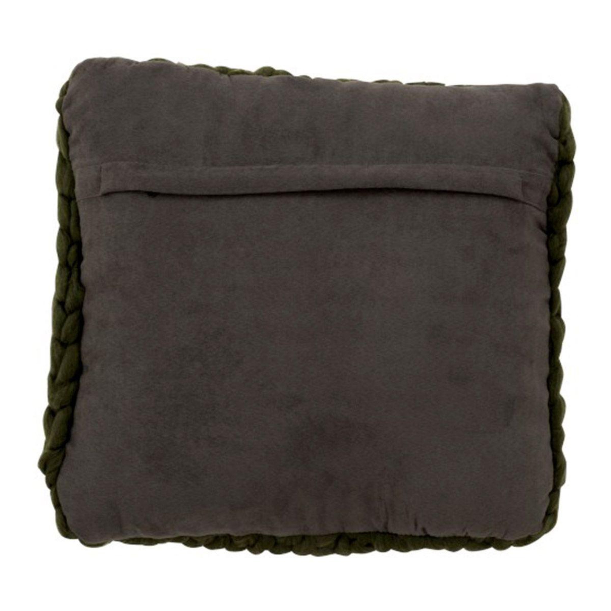 Voir la diapositive 2 : J-LINE Coussin Carré Déco  Tricoté  40x40cm Vert