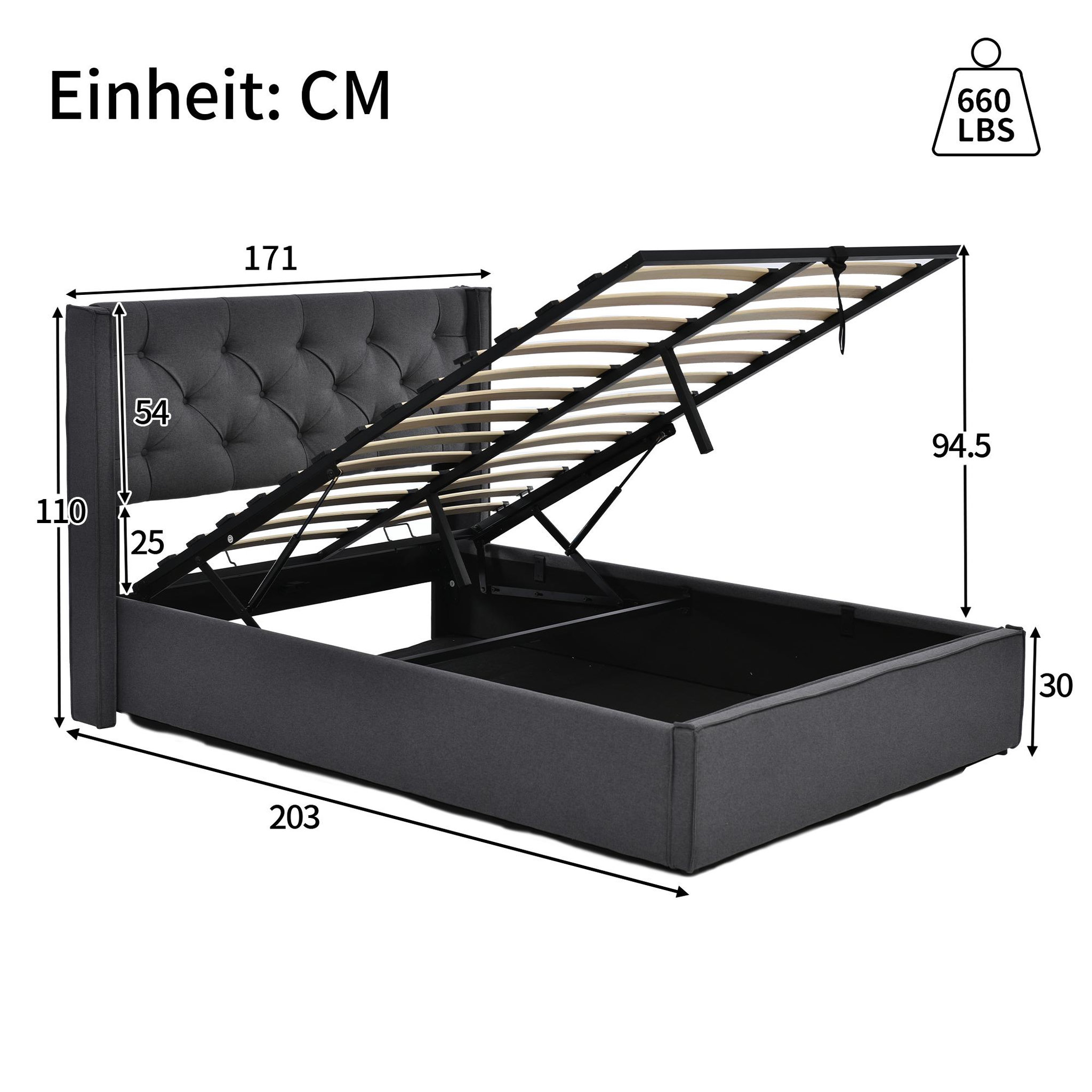 Voir la diapositive 4 : MERAX Lit coffre avec sommier