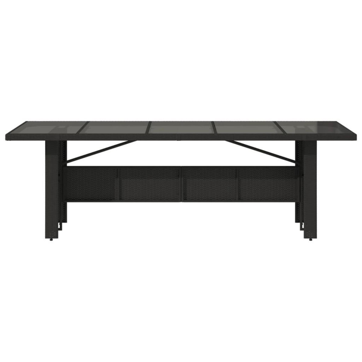 VIDAXL Table de jardin dessus en verre noir 240x90x75cm resine tressee