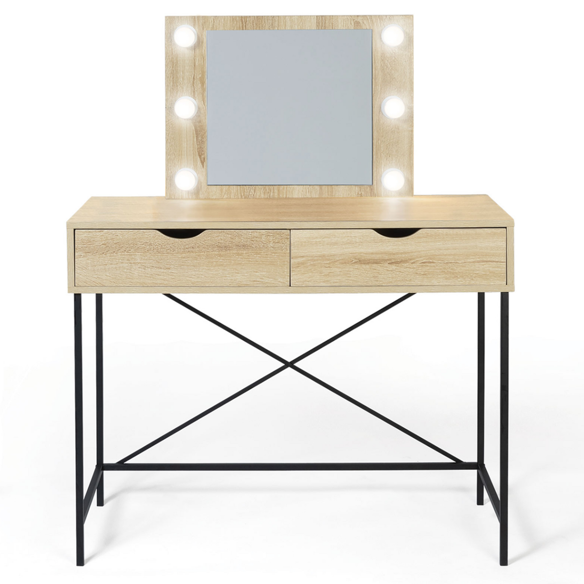 ID MARKET Coiffeuse LOUISA design industriel avec miroir LED