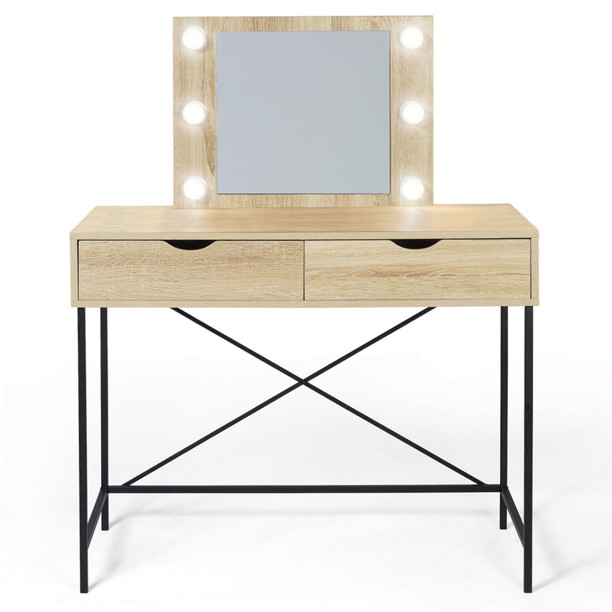ID MARKET Coiffeuse LOUISA design industriel avec miroir LED