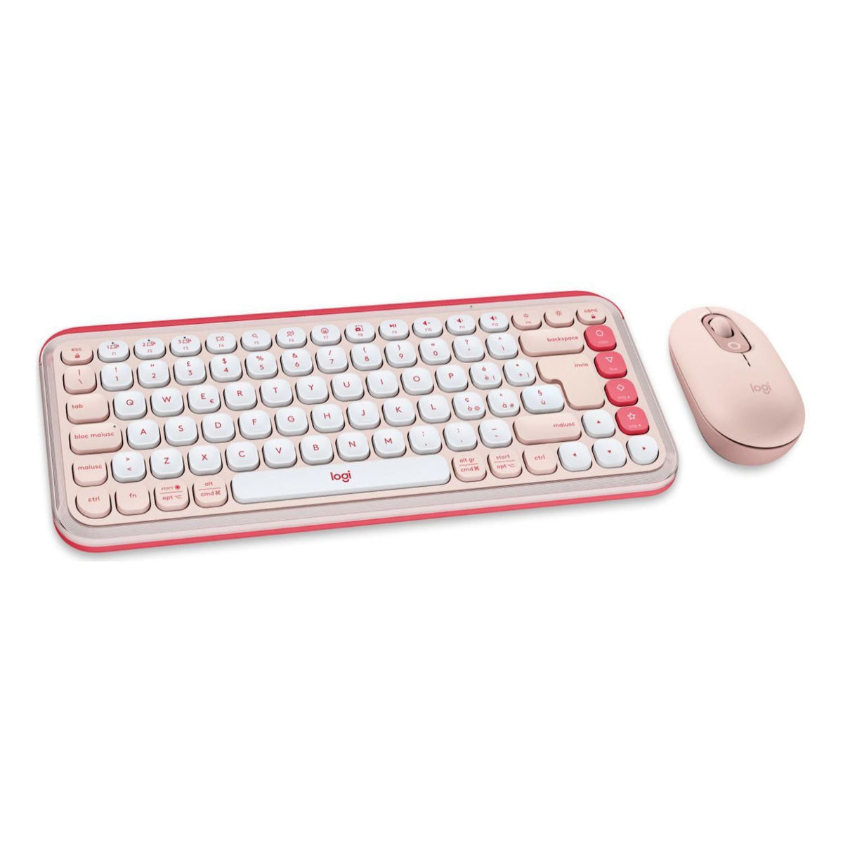 Logitech Logitech POP Icon Combo clavier Souris incluse Universel Bluetooth QWERTY Italien Rose, Blanc