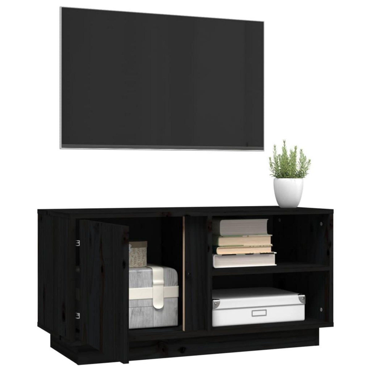 VIDAXL Meuble TV Noir 80x35x40,5 cm Bois de pin massif