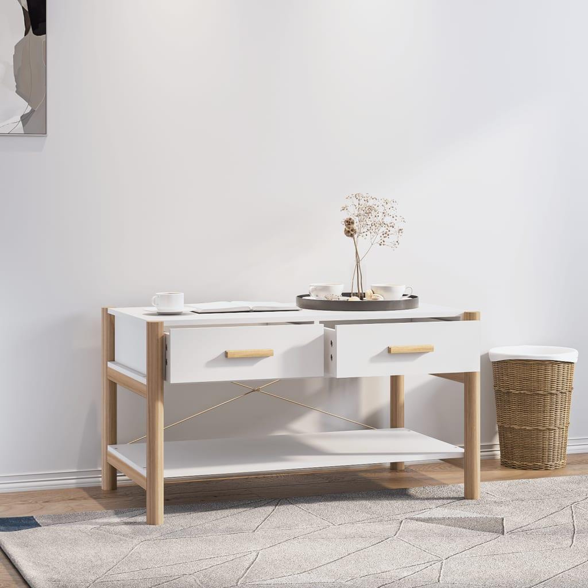 Voir la diapositive 3 : VIDAXL Table basse Blanc 82x48x45 cm Bois d'ingenierie