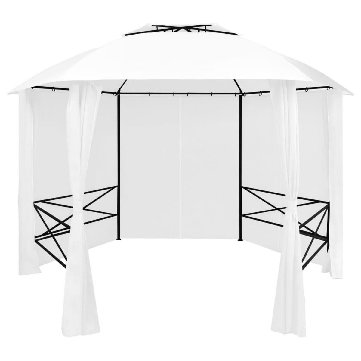 VIDAXL Chapiteau de jardin avec rideaux 360x312x265 cm Blanc 180 g/m^2
