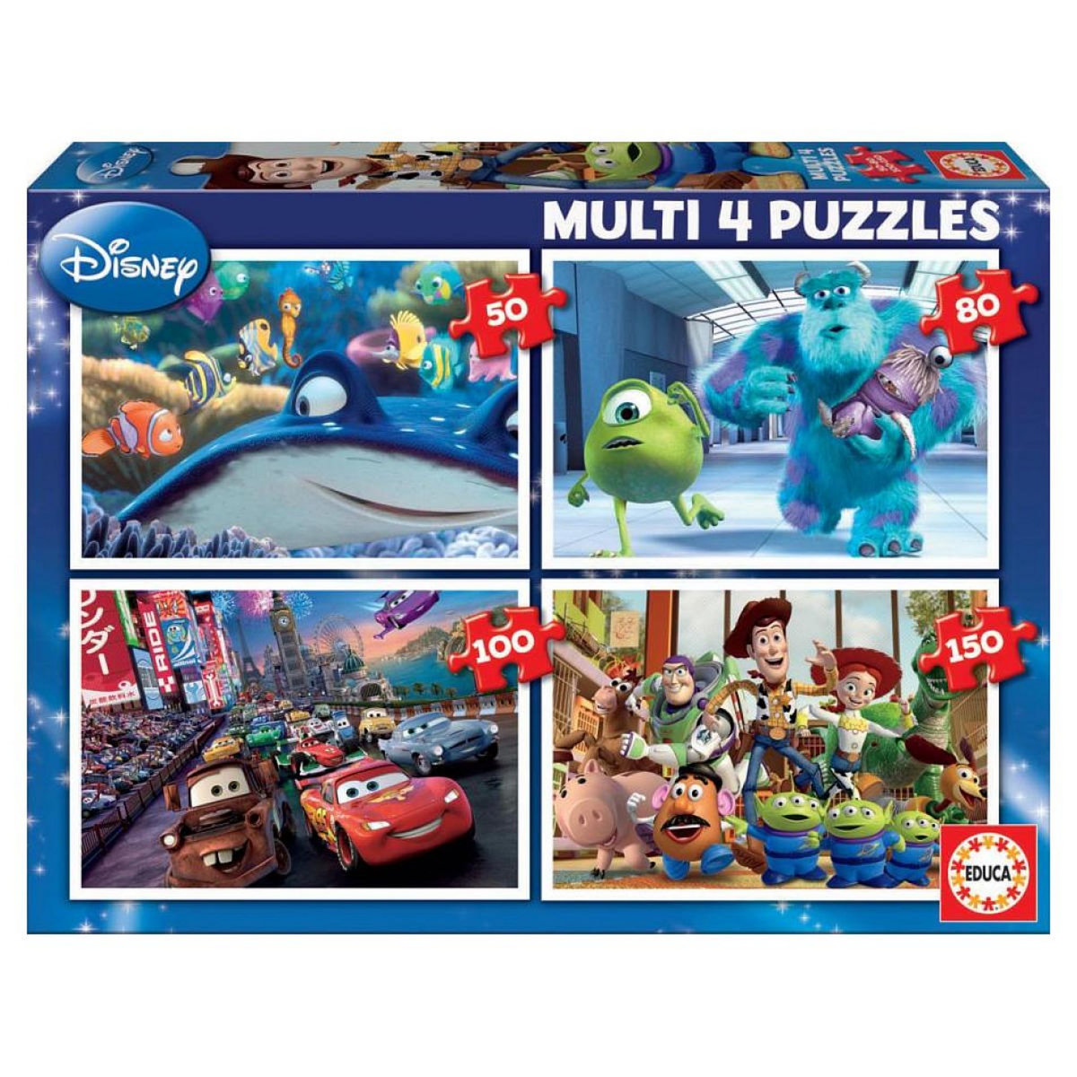 EDUCA 4 puzzles Pixar Nemo Monstres et Cie Cars Toys Story