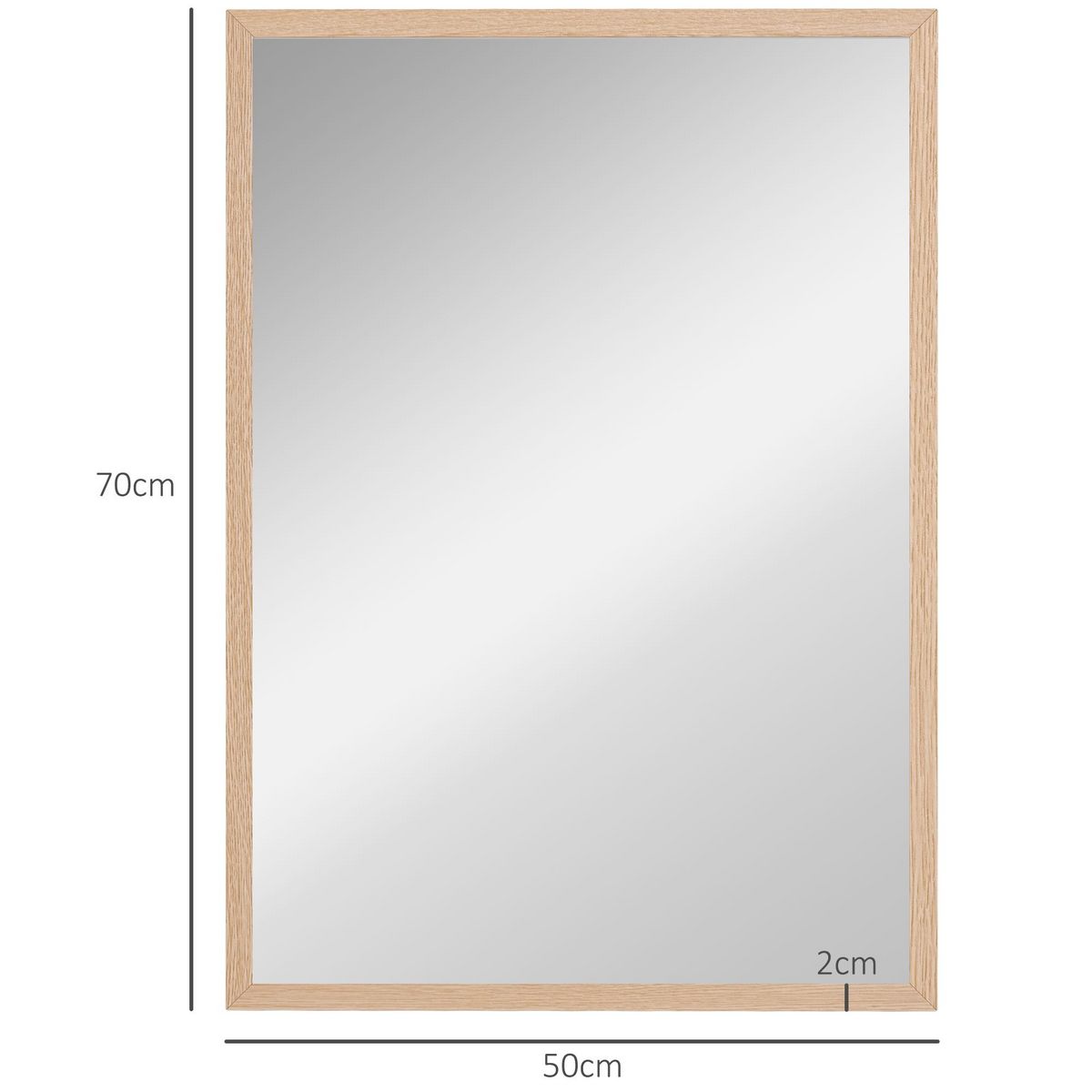 HOMCOM Miroir mural rectangulaire dim. 50L x 70H cm cadre MDF aspect bois clair