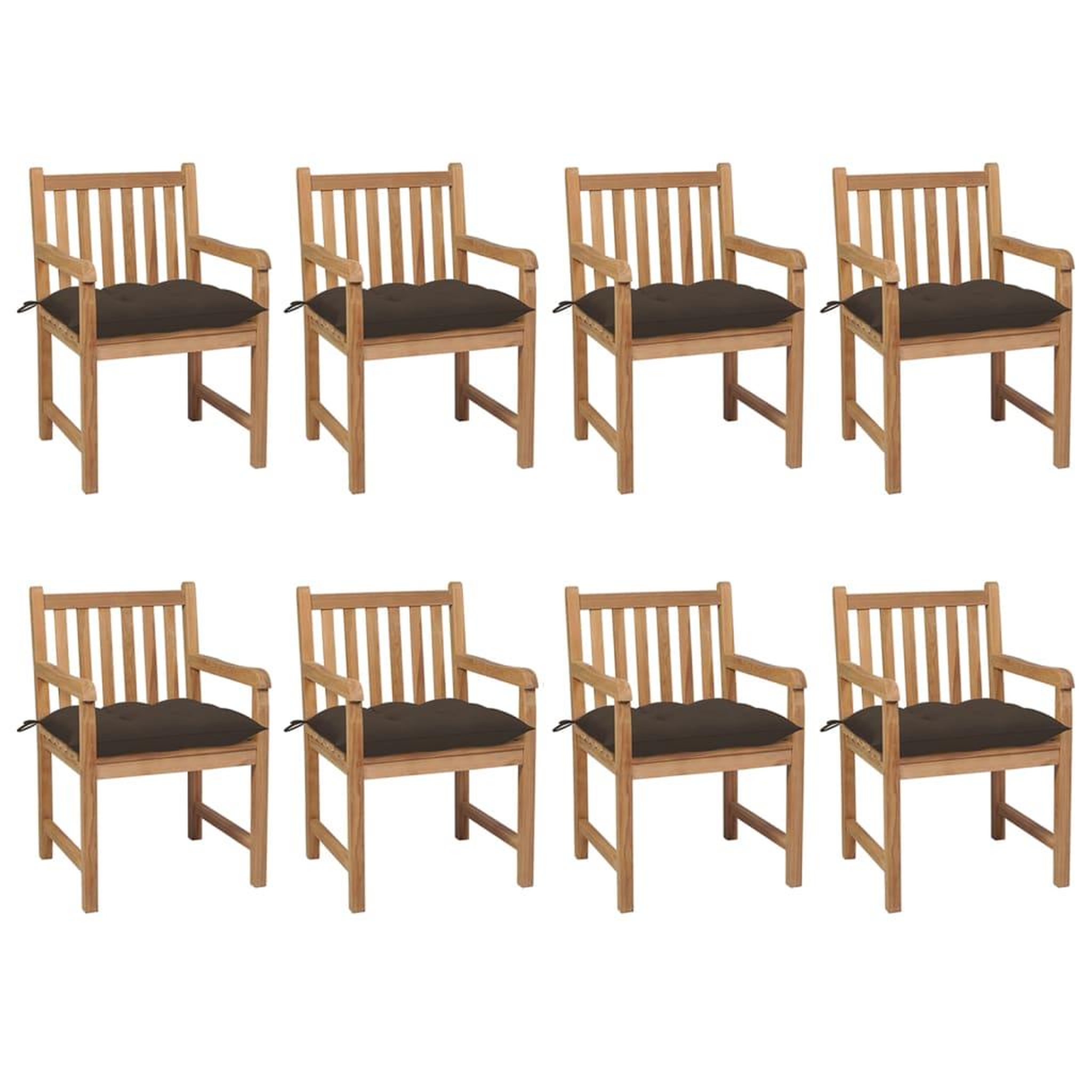 Voir la diapositive 1 : VIDAXL Chaises de jardin lot de 8 avec coussins taupe Bois teck solide