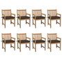 Voir la diapositive 1 : VIDAXL Chaises de jardin lot de 8 avec coussins taupe Bois teck solide
