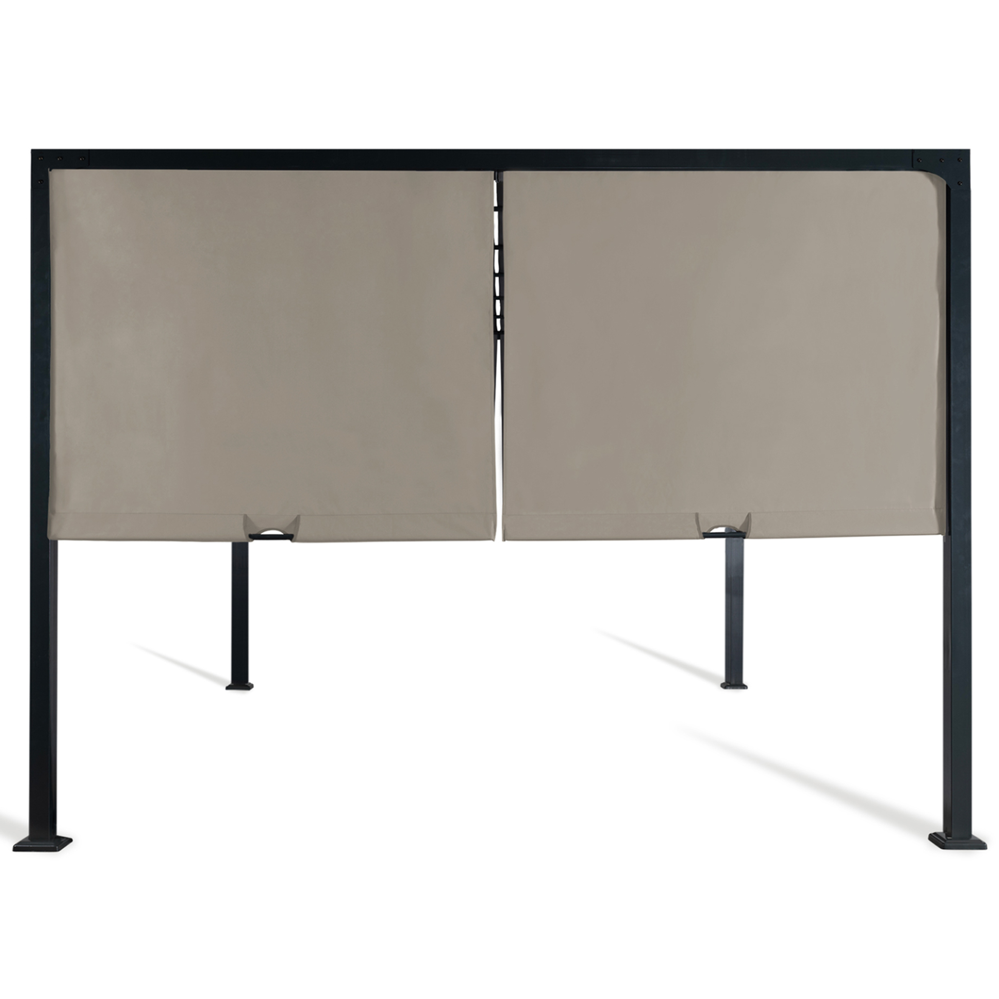Voir la diapositive 5 : ID MARKET Pergola coulissante 2 pans 3x4 m belvédère de jardin toile taupe