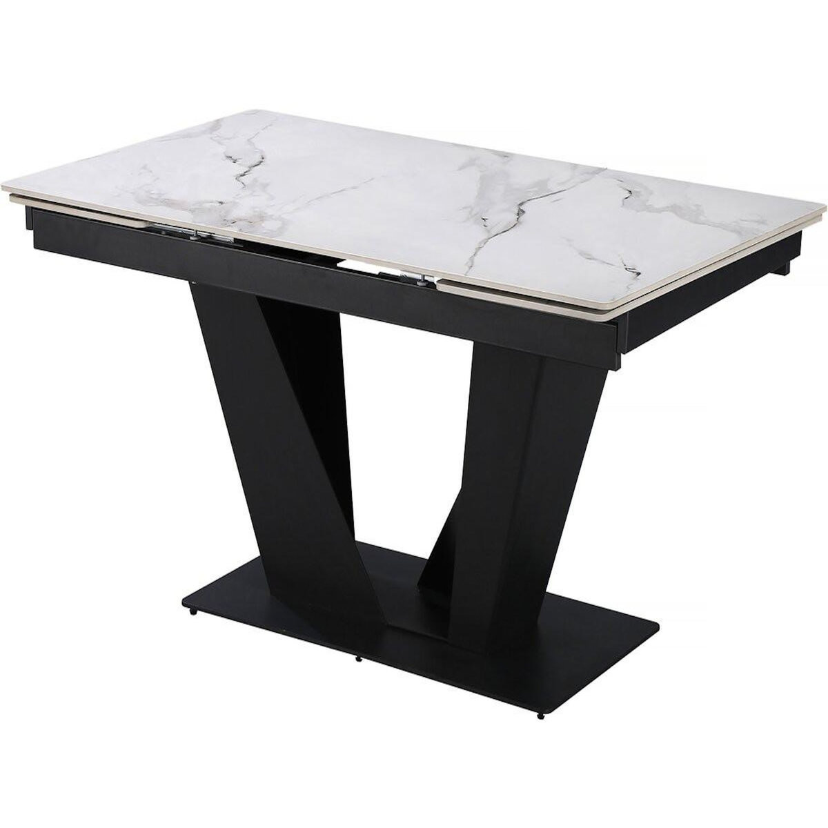 Habitat et Jardin Table à manger extensible en céramique - 160/240 cm - 6 à 10 personnes  Nova  - Blanc marbré gris