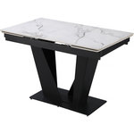 Habitat et Jardin Table à manger extensible en céramique - 160/240 cm - 6 à 10 personnes  Nova  - Blanc marbré gris