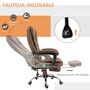 Voir la diapositive 5 : VINSETTO Fauteuil de bureau direction massant chauffant hauteur réglable dossier inclinable tissu aspect lin marron