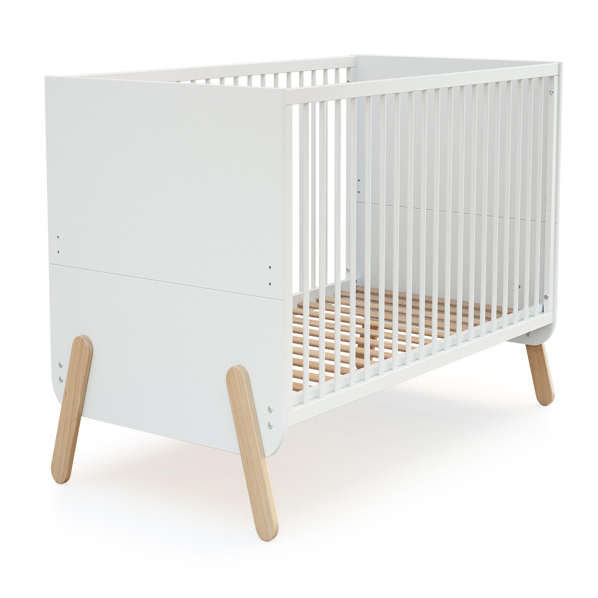 Voir la diapositive 6 : AT4 Lit bébé évolutif en bois PIRATE Blanc et Hêtre Verni 70 x 140 cm