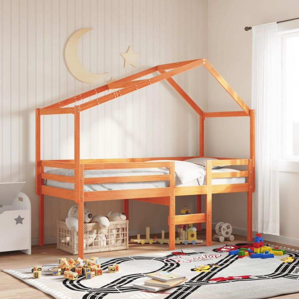 VIDAXL Lit haut sans matelas cire marron 90x200 cm bois de pin massif