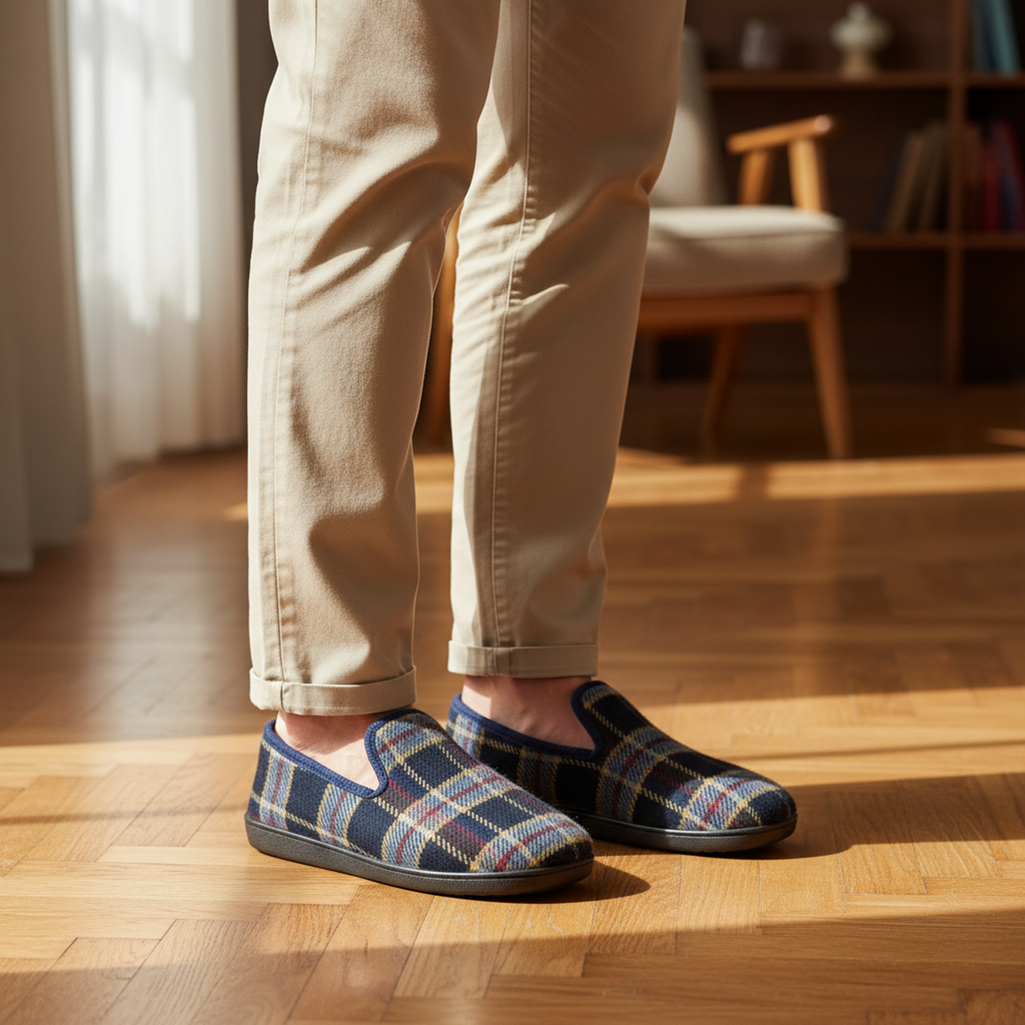 Voir la diapositive 2 : OZABI Ozabi pantoufles charentaises homme fabriquées en espagne carreaux écossais