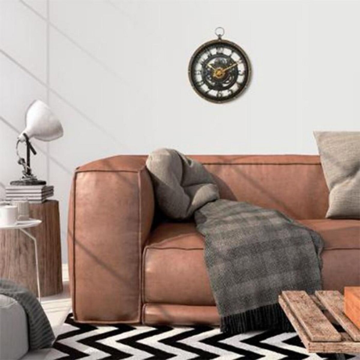 ATMOSPHERA Pendule Murale Mécanique  Tazar  26cm Naturel