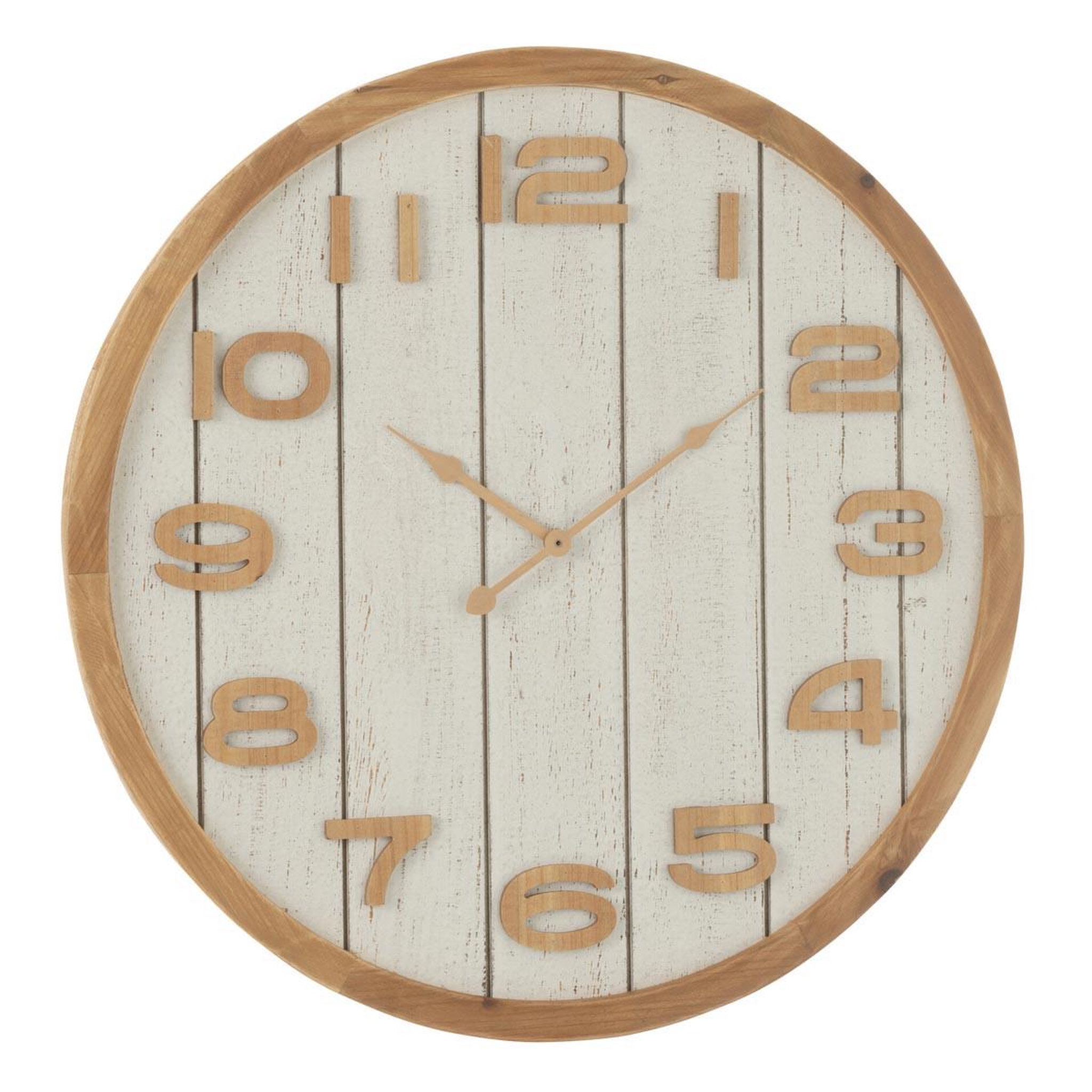 J-LINE Horloge murale en bois  beatriz  60cm blanc & naturel