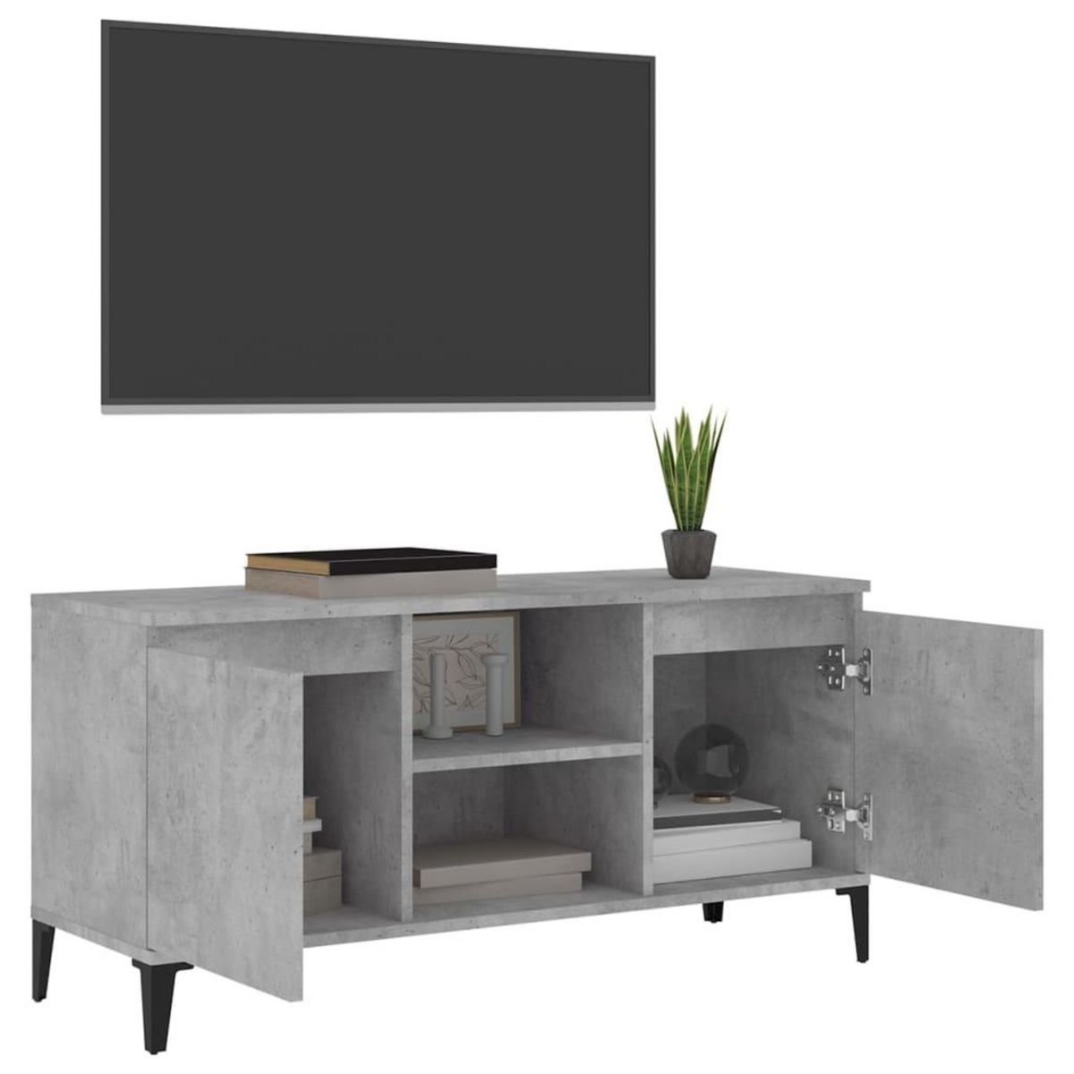 VIDAXL Meuble TV avec pieds en metal Gris beton 103,5x35x50 cm