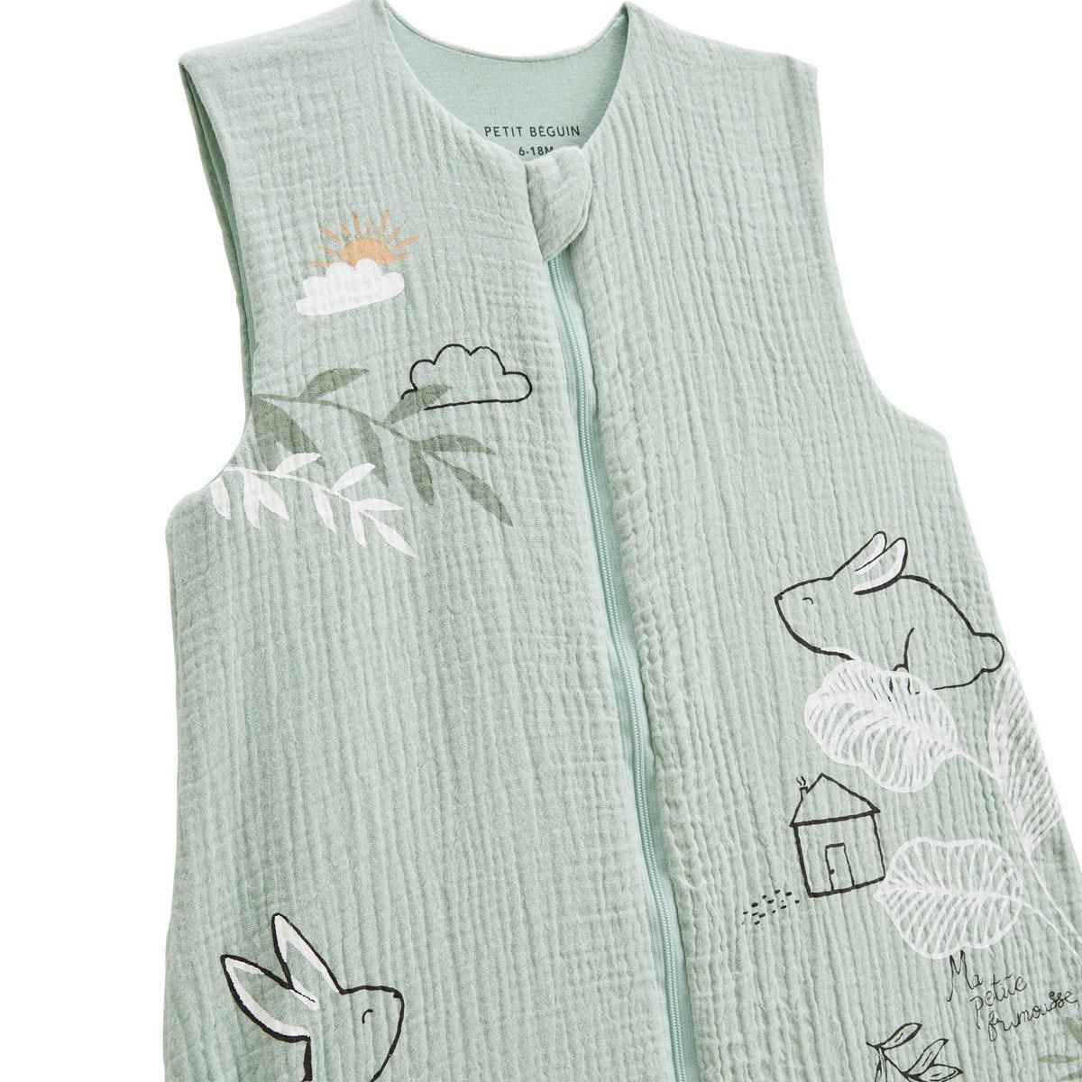 Petit Béguin Turbulette d'été en gaze de coton avec jambes séparables Frimousse