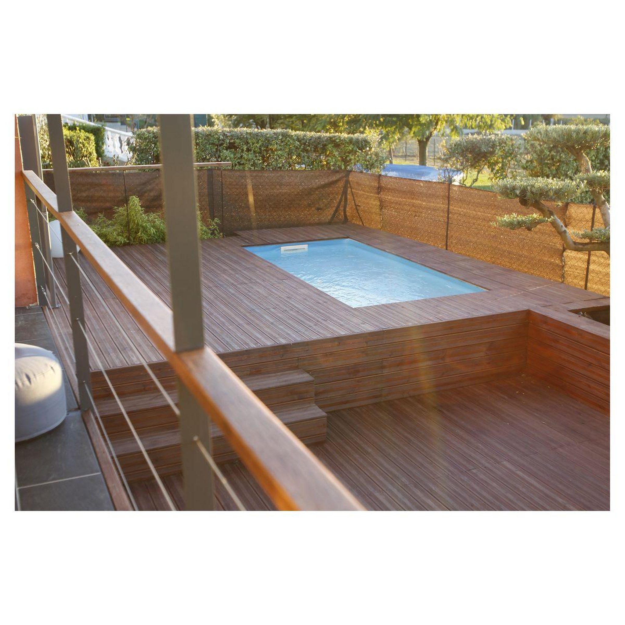 Voir la diapositive 3 : UBBINK Piscine hors sol bois rectangulaire - 200x350x71cm -Liner Bleu - SUNWATER