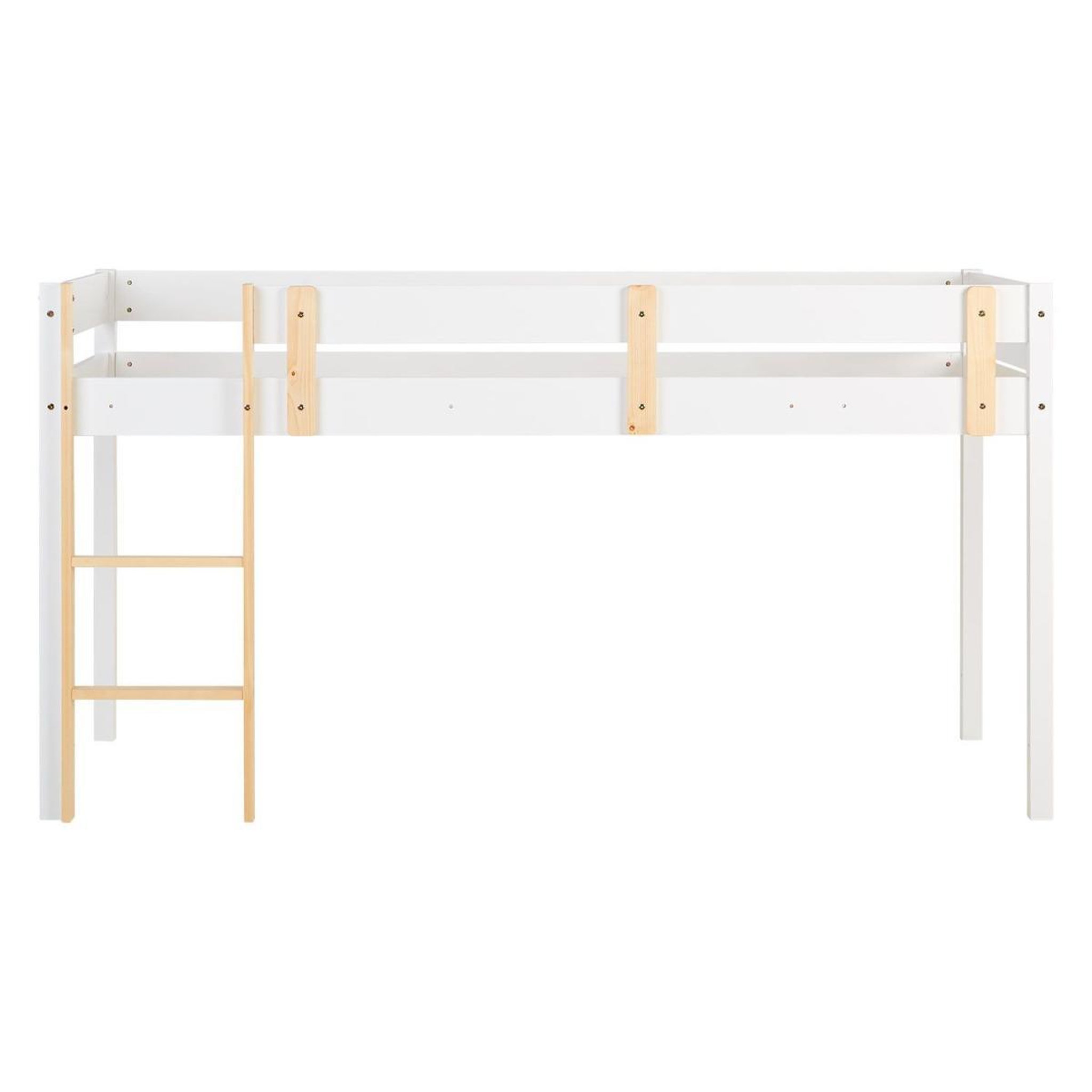 Voir la diapositive 4 : HomeStyle4U Lit 90x200 enfant blanc naturel