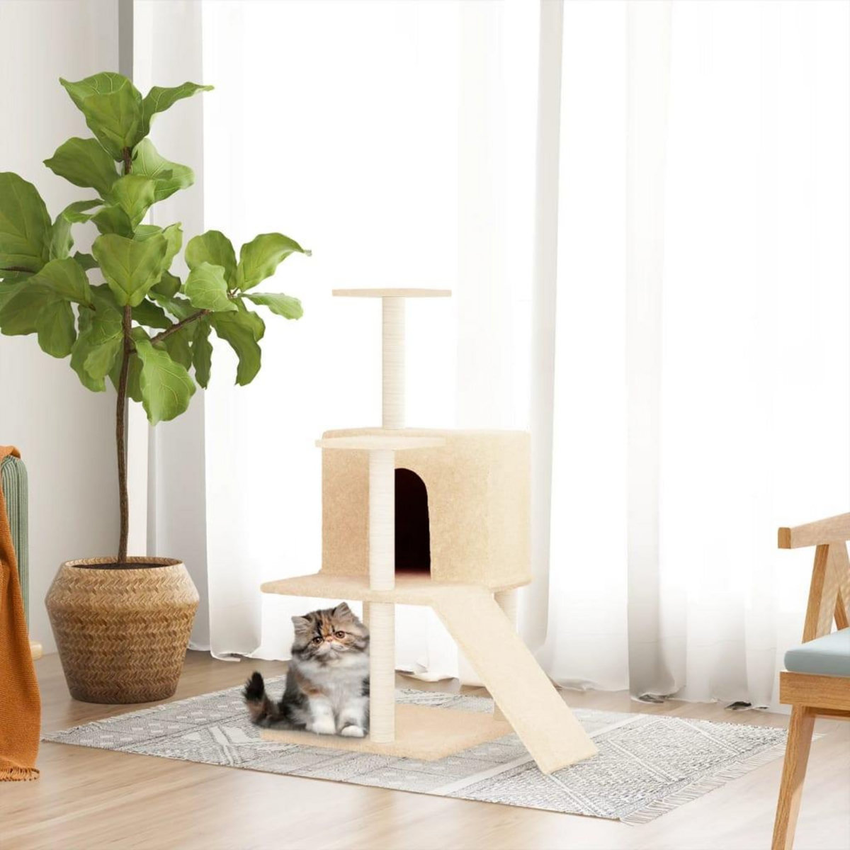VIDAXL Arbre a chat avec griffoirs en sisal Creme 109 cm