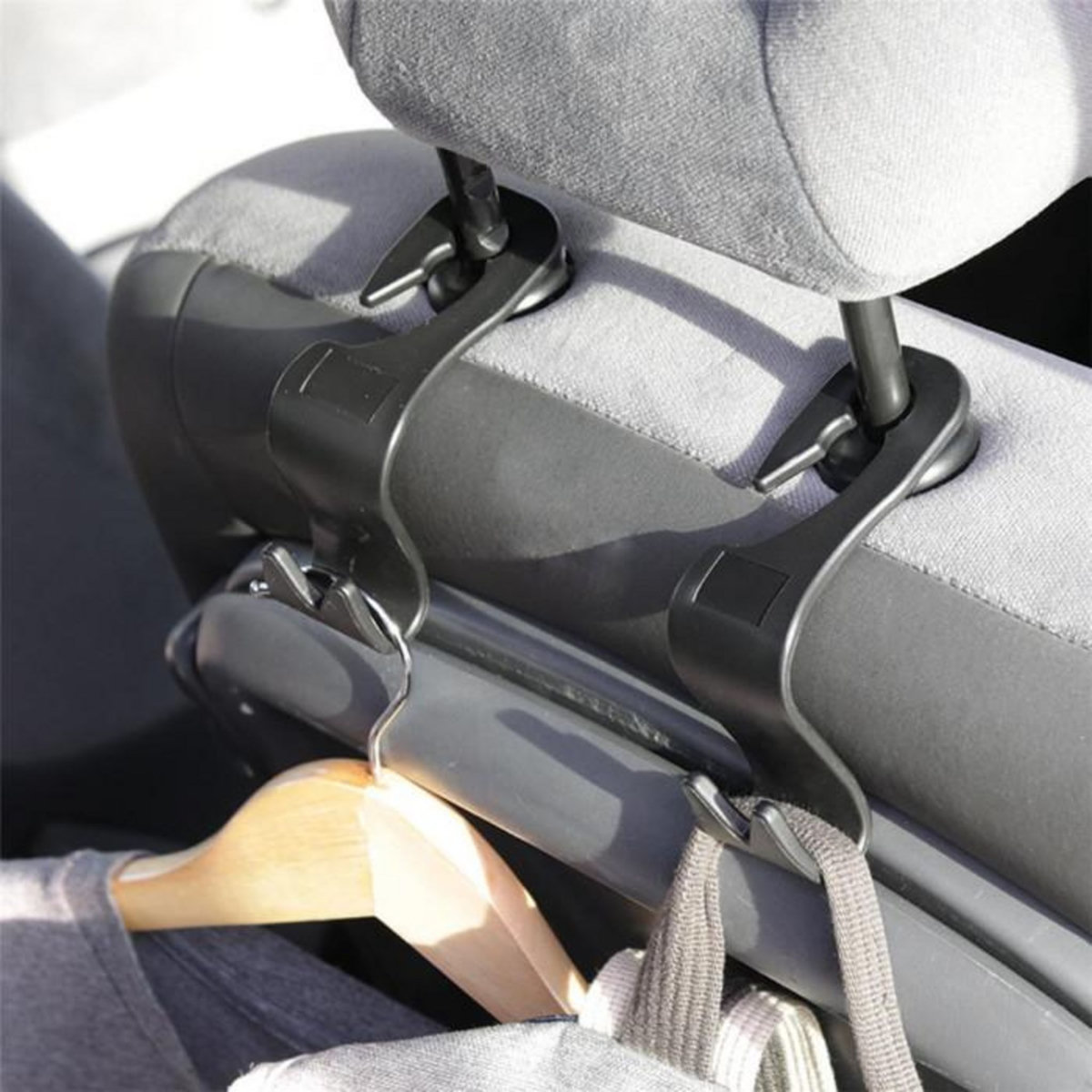 Paris Prix Lot de 2 Crochets de Rangement  Voiture  8cm Noir