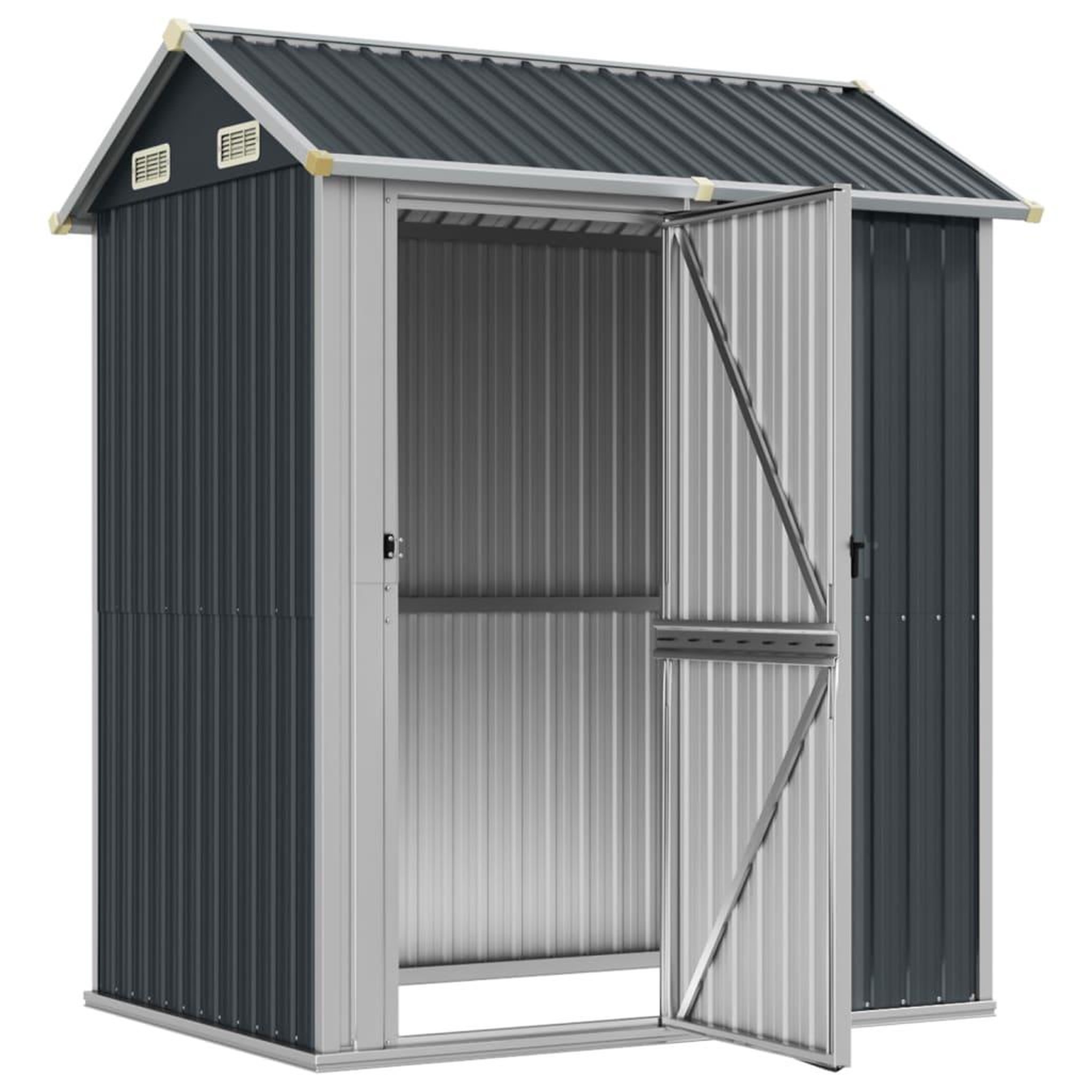 Voir la diapositive 3 : VIDAXL Abri de jardin anthracite 192x152,5x237 cm acier galvanise