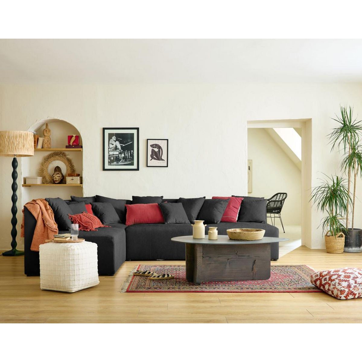 LISA DESIGN Amalfi - canapé modulable d'angle réversible - 4 places - en tissu