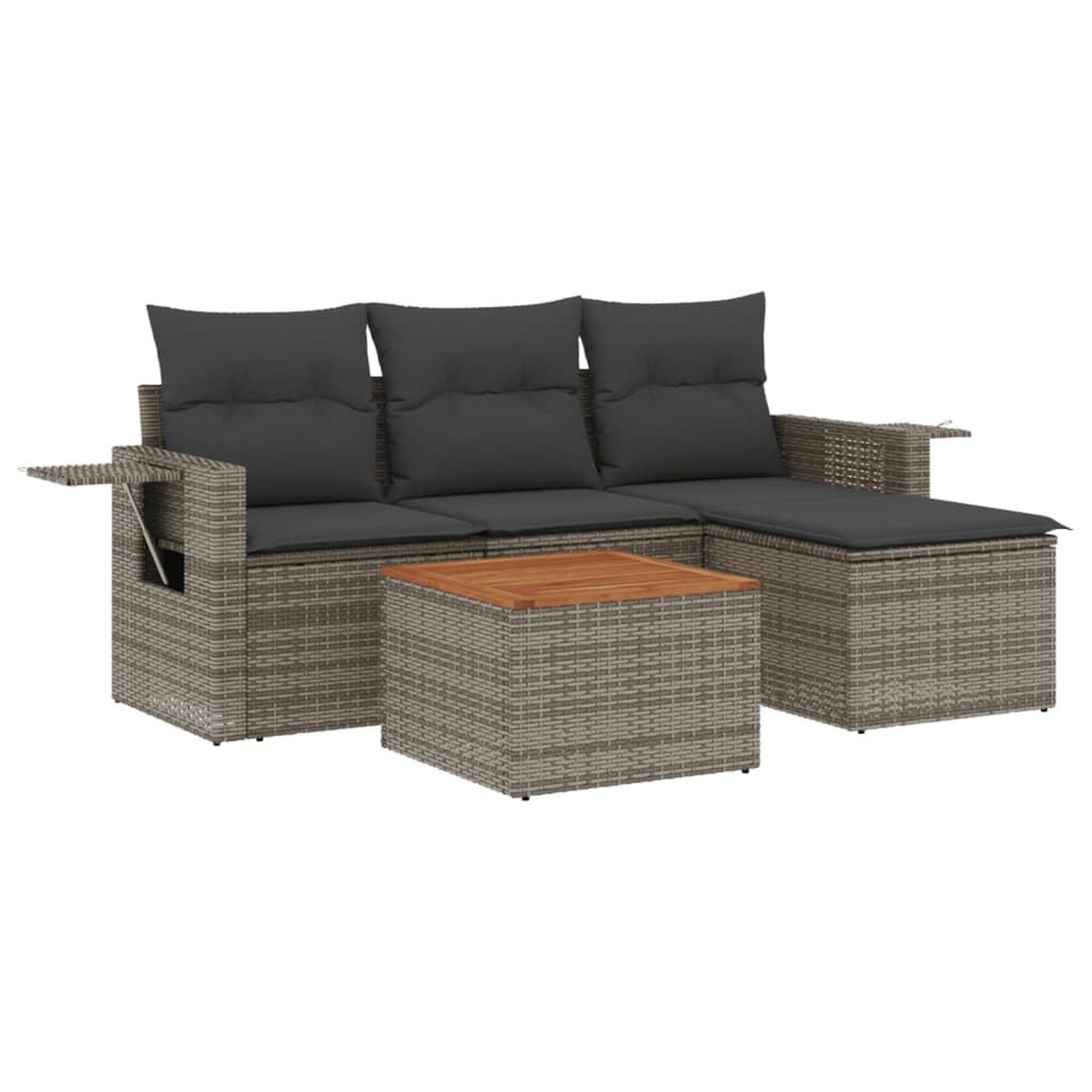 Voir la diapositive 2 : VIDAXL Salon de jardin 5 pcs avec coussins gris resine tressee